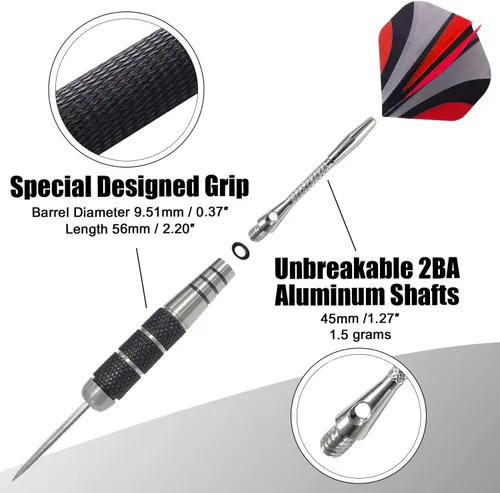 Miniatura 3 de WINSDART Steel Tip Darts 12 Pack Set with Nonslip Iron Barrel Aluminum Dart Shafts and Flights Darts Sharpener an Gift Box DARTS-B