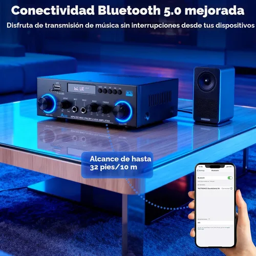 Miniatura 4 de Romicta AK50 Amplificador de audio estéreo, 400 W, sistema de amplificador de potencia Bluetooth 5.0 de 2 canales, amplificador de potencia