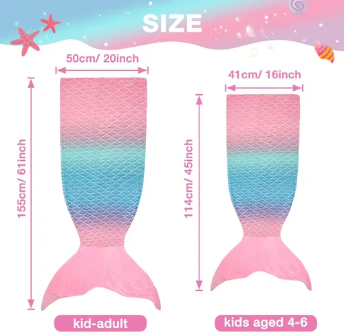 Miniatura 7 de Manta de cola de sirena para niños de Catalonia, manta súper suave de franela para dormir, manta acogedora para niñas, diseño de arco iris, regalo