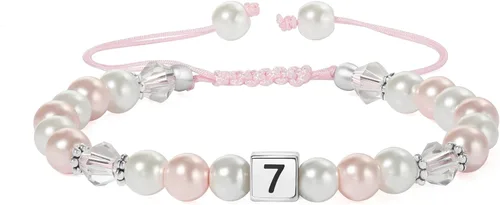 Miniatura 11 de SIXFOX Dainty Link Charm Bracelet For Women Trendy Pearl Beaded Bracelet With Natural Adjustable Statement Bracelet Jewelry Gifts for Bridesmaid