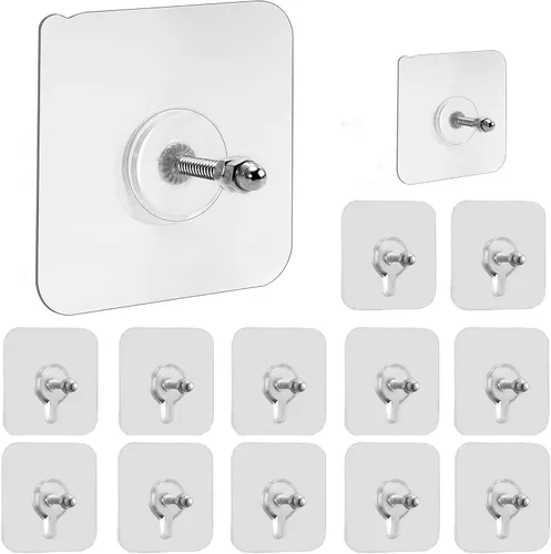 Miniatura 12 de 12 piezas de perchas para cuadros sin clavos, perchas de pared sin clavos, ganchos adhesivos para pared para colgar cuadros para cocina, baño, hogar
