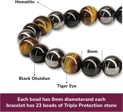 Miniatura 126 de Crystal Vibe Pulseras de cuentas de 0.315 in para mujeres y hombres, pulseras de cristal con piedras preciosas naturales, tamaño elástico ajustable
