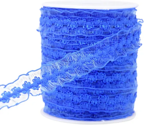 Miniatura 10 de Cinta de encaje elástica negra con volantes de 20 yardas para coser de 1 pulgada de organza de doble onda, ajuste de encaje, ropa y ropa
