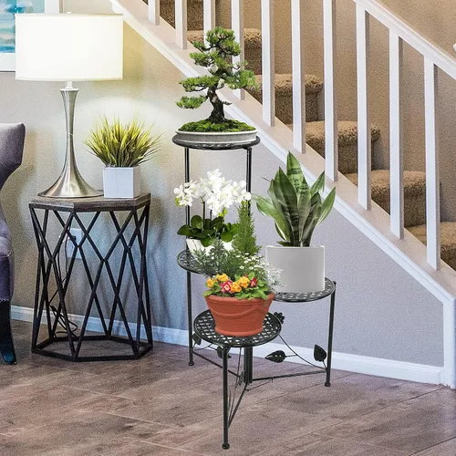 Miniatura 5 de NAKUPE Soporte para plantas de interior y exterior, 3/4 niveles de 30 pulgadas de alto, estantes portamacetas de metal para múltiples plantas