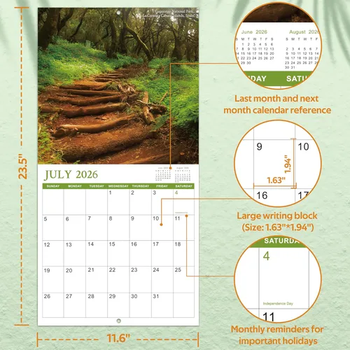Miniatura 4 de Calendario de pared 2026-2027 - 2026-2027 - Calendario de pared de 18 meses de julio de 2026 a diciembre de 2027, 12 x 24 pulgadas (abierto)