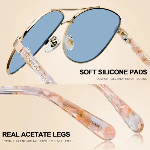 Miniatura 63 de CARFIA Gafas de sol polarizadas para mujer, protección UV, brazos de acetato, marco de metal, sombras para mujer, CA3216