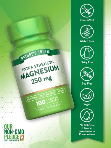 Miniatura 3 de Nature's Truth Suplemento de magnesio 250 mg 100 comprimidos Vegano, sin OMG y sin gluten
