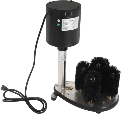 Miniatura 6 de Lavadora de vidrio eléctrica, enjuague de vidrio comercial de 5 cepillos para vidrio de fregadero, máquina de limpieza de copas de vino de 360