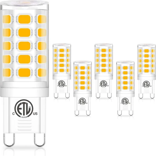 Miniatura 8 de Bombilla LED G9 de 3000 K blanco suave, 40 W equivalente, ángulo del haz de luz de 360°, 400 lúmenes, sin parpadeo, 120 V, base de doble clavija