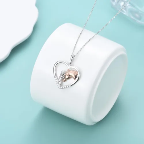 Miniatura 3 de GULICX Regalos de caballos para niñas y mujeres, niñas con collar de caballo, colgante de corazón, regalos de joyería para amantes de los caballos