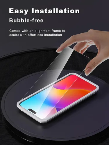 Miniatura 4 de GIGIKISS Protector de pantalla compatible con iPhone 15 Pro Max de 6.7 pulgadas, protector de pantalla de vidrio templado HD anti luz azul, fácil