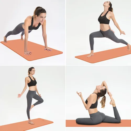 Miniatura 7 de Hatha Yoga Tapete de yoga de TPE grueso de 72 x 27 x 1/3 pulgadas, antideslizante, ecológico, tapete de ejercicio para yoga, pilates y Naranja
