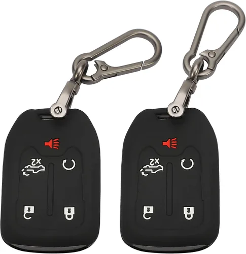 TOMALL Paquete de 2 fundas para llavero GMC con llavero, funda de llave de goma de silicona de 5 botones compatible con GMC Acadia Sierra Terrain