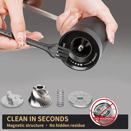 Miniatura 9 de Molinillo de café eléctrico portátil, molinillo de café con rebabas cónicas – Manual de modo dual y molinillo eléctrico manual con ajustes