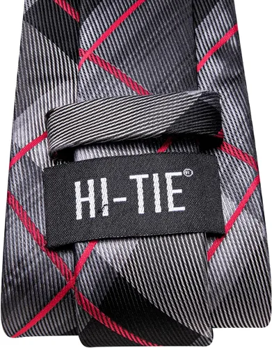 Miniatura 126 de Hi-Tie Corbata clásica de cachemira para hombre con pañuelo y gemelos a cuadros