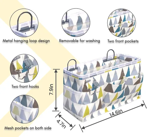 Miniatura 5 de Kanrichu - 2 piezas de bolsas organizadoras grandes para colgar en la pared, cestas de almacenamiento para colgar en la puerta de tela de lino