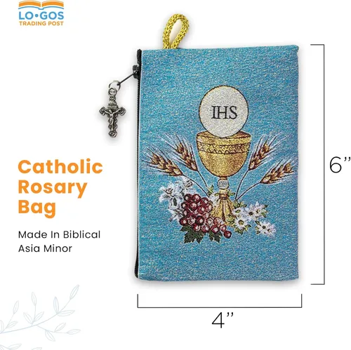Miniatura 61 de Bolsa de rosario católico, estuche de rosario de bautismo para niños con números 6:24-26, versículo de la Biblia, 4 x 6 pulgadas, joyería y monedero