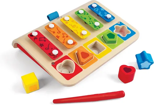 Miniatura 4 de Hape E0334 Clasificador de Formas Xilófono y Piano - Juguete de Instrumento de Madera