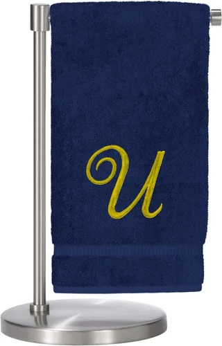 Miniatura 105 de Script R - Toalla de baño con monograma, regalo personalizado, 27 x 54 pulgadas, juego de 1 toalla bordada con texto dorado, 100% algodón turco