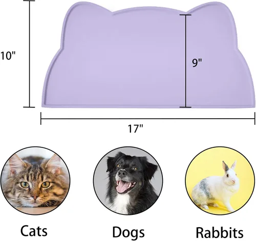 Miniatura 2 de Tapete de silicona para comida para gatos, tapete de alimentación de mascotas para el suelo, antideslizante, impermeable, bandeja para agua