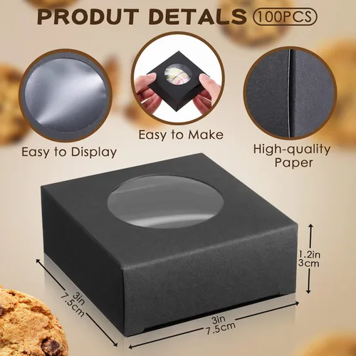 Miniatura 2 de TaoBary 100 Cajas de Jabón para Caseros, Cajas Pequeñas de Papel para Embalaje de Regalo de 3 x 3 x 1.2 Pulgadas con Ventana, Envoltorios de Regalo