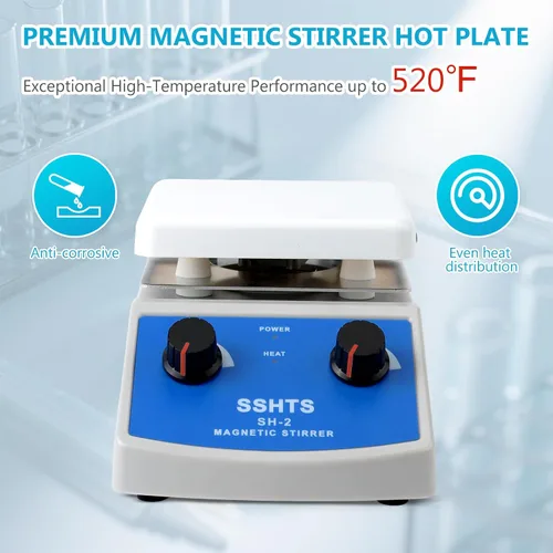 Miniatura 2 de Agitador Magnético Placa Caliente con Barra de Agitación 100 a 2000rpm Agitador Magnético de Placa Caliente 180W Potencia de Calentamiento Máx 520℉