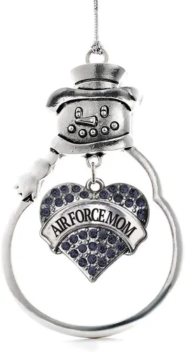 Miniatura 77 de Inspired Silver - Fuerza Aérea - Adorno de Navidad plateado - Adorno de árbol de Navidad con colgante de corazón azul con circonita cúbica
