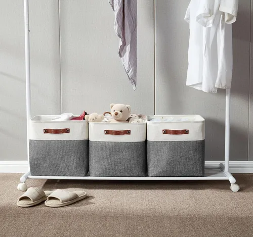 Miniatura 5 de DECOMOMO - Contenedores de tela para almacenamiento, cubos de 11 x 11 pulgadas, canasta decorativas con asas para organizar estantes y armarios