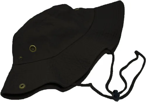 Miniatura 4 de Glory Max Sombrero de pescador de algodón lavado con correa de barbilla gorra de pesca Sun Safari Boonie Negro
