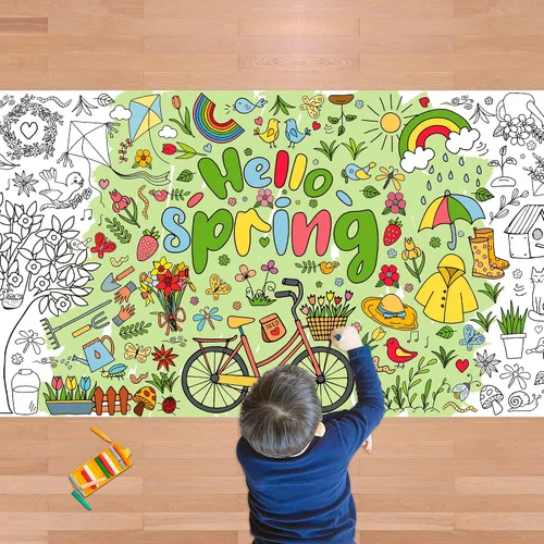 Miniatura 20 de OHOME Póster/mantel gigante de Navidad para colorear, manualidades de Navidad para niños, 30 x 72 pulgadas, pancarta de papel gigante para colorear