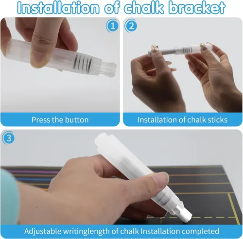 Miniatura 4 de 70 tizas blancas sin polvo con 6 soportes y borrador, juego de tiza a granel no tóxicas para pizarras, perfecto para la escuela, la oficina