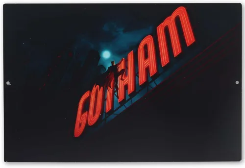 Miniatura 8 de DC Comics Batman Pop Art - Letrero redondo de metal, arte de pared retro de Batman para cueva de hombre, habitación de adolescentes o sala de cine