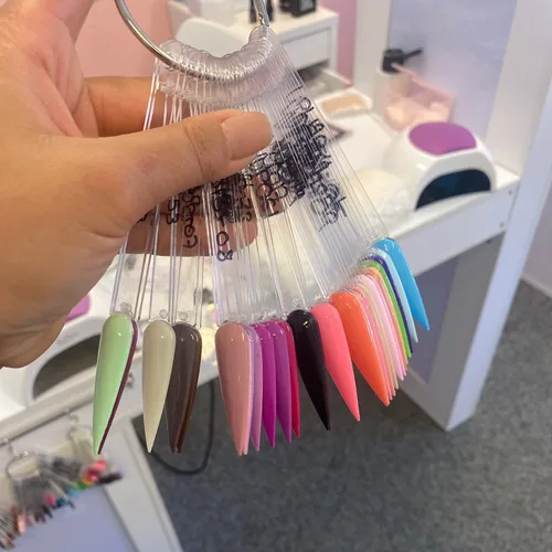 Miniatura 6 de 160 unidades de muestras de uñas transparentes palillos de exhibición de esmalte de uñas de aguja palillos de muestra de color con anillo de metal