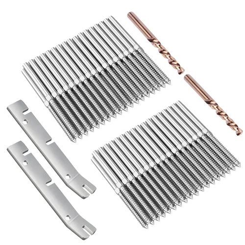 Miniatura 12 de BLIKA Paquete de 120 tornillos de acero inoxidable T316 con rosca de mano derecha e izquierda para postes de madera de 1/8" de kit de barandilla