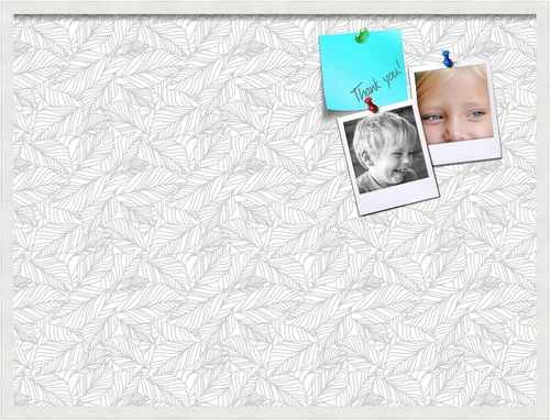 Miniatura 2 de PinPix Tablero de anuncios de corcho de 40 x 30 pulgadas. Este tablero decorativo enmarcado viene con diseño blanco gris y un marco blanco satinado.