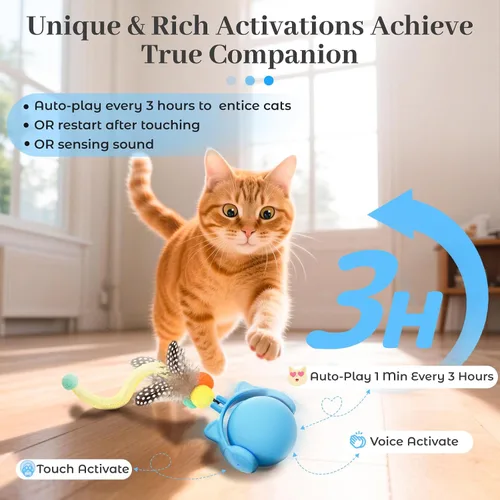 Miniatura 2 de Juguetes ORSDA para gatos de interior, nueva pelota de gato con control táctil y temporización de voz inteligente, juguete de ratón simulado