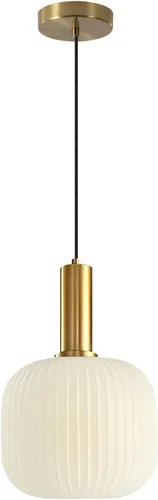 Miniatura 8 de KCO Lighting Lámpara Colgante Mini de Cristal Ahumado, Accesorio de Iluminación de 1 Luz Oro Cepillado, Luces Colgantes para Isla de Cocina