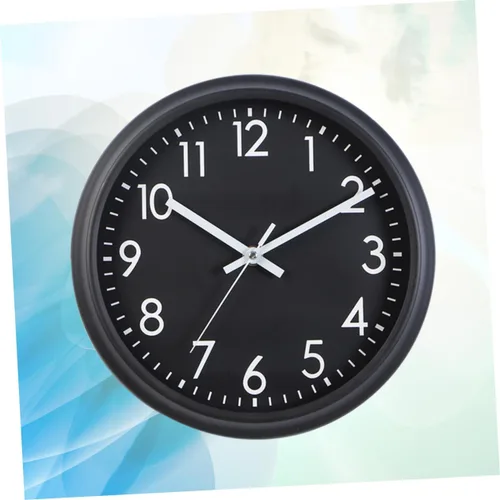Miniatura 3 de Amosfun Reloj de pared silencioso redondo de 10 pulgadas con pilas Reloj de cuarzo para sala de estar dormitorio Negro