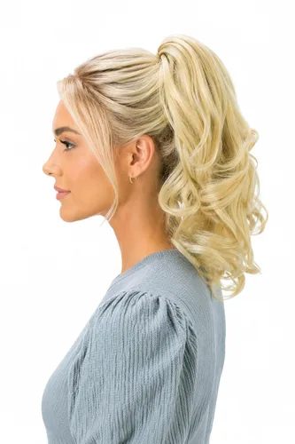 Miniatura 15 de PRETTYSHOP - Extensión de cabello rizado voluminoso, cola de caballo de 14 pulgadas con clip, resistente al calor