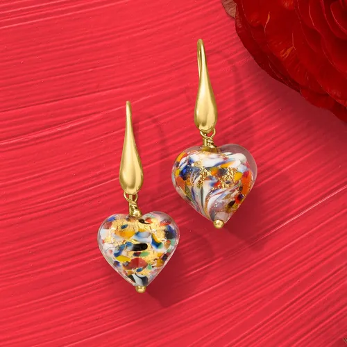 Miniatura 8 de Ross-Simons Pendientes de gota de cristal de Murano italiano en oro de 18 quilates sobre plata esterlina Plata de ley no conocido