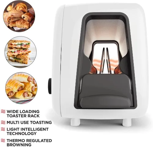 Miniatura 5 de BergHOFF Seren - Tostadora de carga lateral con exterior Cool Touch y bandeja extraíble para migas, color blanco, sin bandeja para servir
