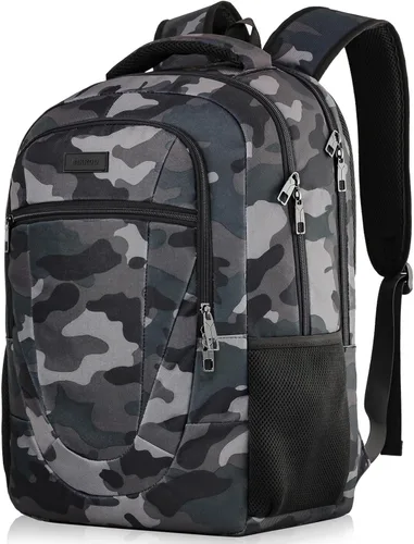 BIKROD Mochila de viaje para computadora portátil para hombres, mochilas para la escuela, adolescentes, niños, mochila antirrobo delgada y Camouflaje