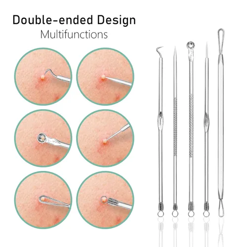 Miniatura 2 de Dr.Pedi Kit de herramientas para eliminar puntos negros, para eliminar espinillas, para acné, extractor de espinillas, aguja facial, clip