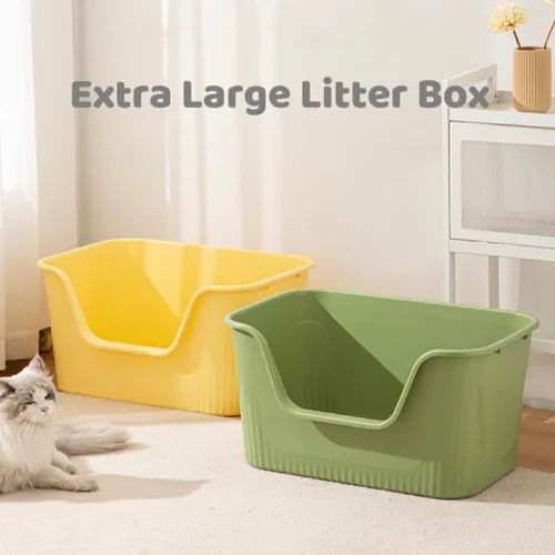 Caja de Arena Extra Grande con Lados Altos 25.27" L x 17.83" A x 13.11" Al, Anti-Salpicaduras, Ensamblaje Sin Herramientas, Caja de Arena para Gris
