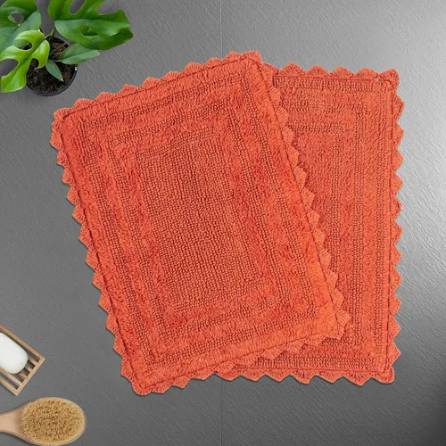Miniatura 14 de TreeWool - Alfombras de baño con borde de ganchillo reversible en algodón de felpa (paquete de 2)