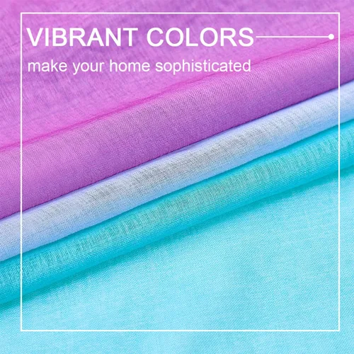 Miniatura 5 de July Joy Cortinas Transparentes de Lino Sintético Ombré Azul y Morado de 2 Tonos Reversibles con Bolsillo para Barra para Dormitorio de Niñas