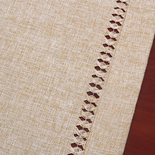 Miniatura 2 de Grelucgo Juego de 6 manteles individuales de mesa de punto vainica hechos a mano color beige, rectangulares de 12 x 18 pulgadas