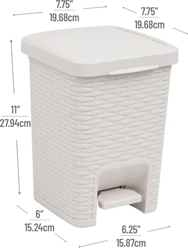 Miniatura 3 de Mind Reader Bote de basura, capacidad de 8 litros (2 galones), decoración de baño, tapa giratoria, accesorios, redondo, 8.75 pulgadas de largo x