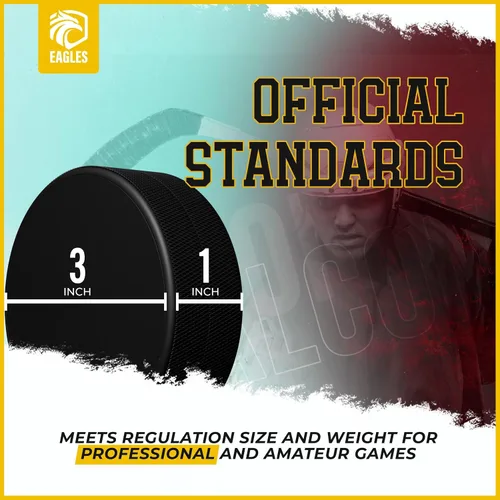 Miniatura 2 de EAGLES Ice Hockey Pucks 1, 2, 3, 6 or 50 Pack High Grade Pucks Official Regulation Weight & Size for Practice & Classic Training - 6 oz Diameter