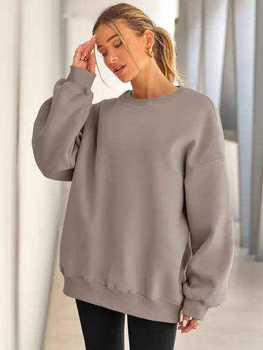 Miniatura 3 de EFAN Sudaderas de gran tamaño para mujer, sudaderas con capucha de forro polar con cuello redondo, suéteres casuales y cómodos de moda de otoño 2024